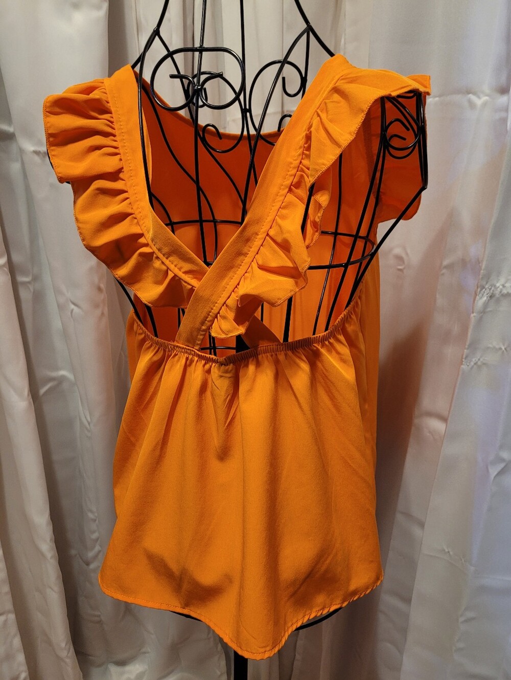 SHEIN Orange Ruffle Sleeve Tank Top